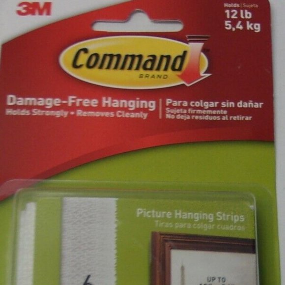 3M Command 6 pk Medium Picture Hanging Strips. Damage free Hanging 12 lb. White - Picture 4 of 4